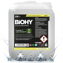 Produktbild: BIOHY KFZ Autoshampoo (10 Liter Kanister) | Bio Autoreiniger schützt Lack vor Schmutz von Außen | biologisch abbaubares Reinigungsmittel | für Hochdruckreiniger geeignet | kraftvolles Konzentrat