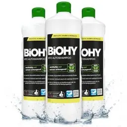 Produktbild: BIOHY KFZ Autoshampoo (3 x 1 Liter) | Bio Autoreiniger schützt Lack vor Schmutz von Außen | biologisch abbaubares Reinigungsmittel | für Hochdruckreiniger geeignet | kraftvolles Konzentrat