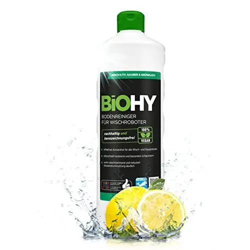Produktbild: BiOHY Bodenreiniger für Wischroboter (1l Flasche) | Reinigungsmittel Konzentrat für alle Wisch & Saugroboter mit Nass-Funktion | Schaumarm & Streifenfrei | Für alle Böden