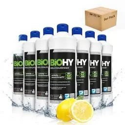 Produktbild: BiOHY Edelstahlreiniger (9 x 1 Liter) | Edelstahlpflege für streifenfreien Glanz | ideal für Küche, Töpfe oder Grill | Edelstahl reinigen in Gastronomie & Haushalt | pflegendes Putzmittel