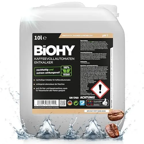 Produktbild: BiOHY Kaffeevollautomaten Entkalker (10 Liter Kanister) | Flüssiger Entkalker für Kaffeemaschinen & Wasserkocher | effektiver Kalklöser für alle Marken | mit allen Geräten kompatibel