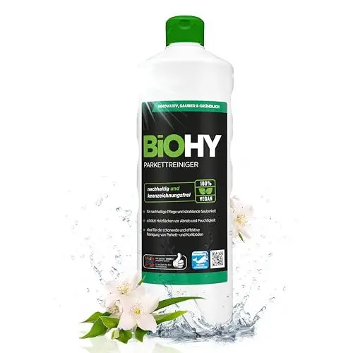 Produktbild: BiOHY Parkettreiniger (1l Flasche) | Konzentrat für versiegeltes & geöltes Parkett | materialschonend & schmutzlösend | für eine streifenfreie Reinigung | 2 in 1 Pflege & Reinigungsmittel
