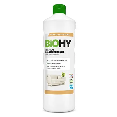 Produktbild: BiOHY Premium Polsterreiniger (1l Flasche) | Bio Konzentrat für Polstermöbel, Sofas, Teppiche & Textilien | für Nasssauger & andere Geräte geeignet | geruchslösender Fleckentferner