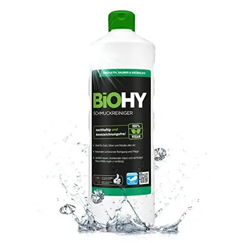 Produktbild: BiOHY Schmuckreiniger (1l Flasche) | Aktive Glanzformel | flüssiges Konzentrat für jedes Ultraschallgerät | für Uhren, Schmuck und Edelmetalle | effektive Ultraschall Reinigung
