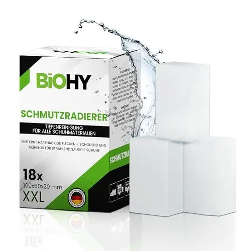 Produktbild: BiOHY Schmutzradierer Schwamm (1 x 18 Stück) | Zauberschwämme für Schuhe, Küche, Bad, Wände und Autos | Reinigungsschwämme für hartnäckige Flecken