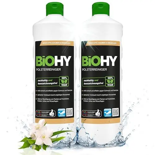 Produktbild: BiOHY Spezial Polsterreiniger (2 x 1 liter) | Konzentrat für Sofas, Polstermöbel, Teppiche & Textilien | für Nasssauger & Waschsauger | Fleckentferner | effektiver Textilerfrischer
