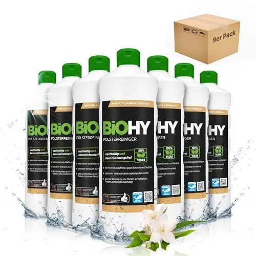 Produktbild: BiOHY Spezial Polsterreiniger (9 x 1 Liter) | Konzentrat für Sofas, Polstermöbel, Teppiche & Textilien | für Nasssauger & Waschsauger | Fleckentferner | effektiver Textilerfrischer