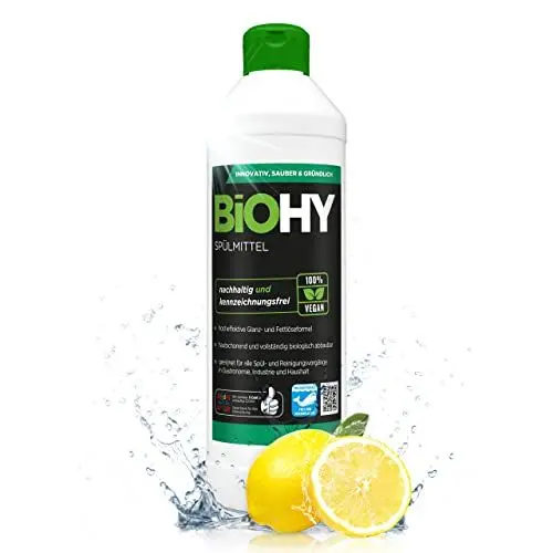 Produktbild: BiOHY Spülmittel (500 ml) | Bio Geschirrspülmittel ohne schädliche Chemikalien | Flüssiger Fettlöser für frischen Glanz | ideal für Spülmittelspender | biologisch abbaubar | hautfreundlich
