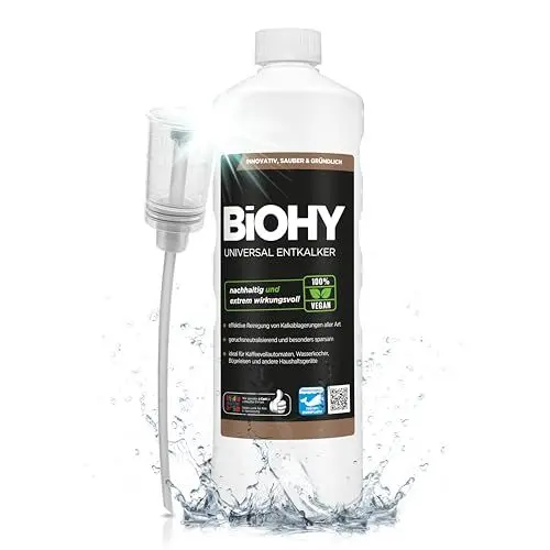 Produktbild: BiOHY Universal Entkalker (1l Flasche) + Dosierer | Universal Konzentrat für alle Haushaltsgeräte | starker Kalklöser | auch für Elektrogeräte | kompatibel mit allen Kaffeeautomaten & Wasserkochern
