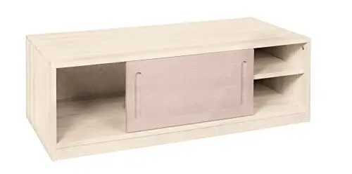 Produktbild: BioKinder - Das gesunde Kinderzimmer Lina Bettkommode mit Schiebetür 120 cm, Farbe:Steinrosé, Farbe des Korpus:Massivholz Kiefer Naturweiß