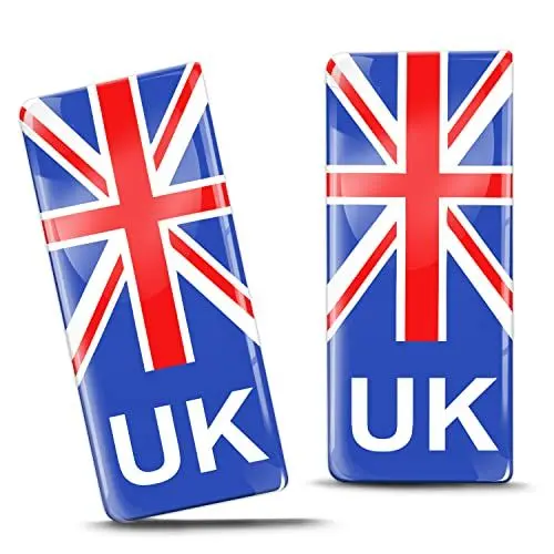 Produktbild: Biomar Labs 2 x 3D-Nummernschildaufkleber aus Silikon, UK-Flagge, Großbritannien, Auto, Motorrad, QS 9