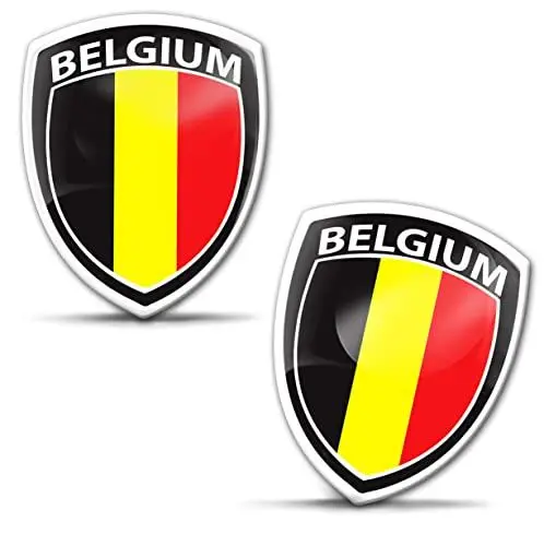 Produktbild: Biomar Labs 2 x Aufkleber 3D Gel Silikon Abzeichen Stickers Auto Motorrad Fahrrad Fenster Tür PC Handy Tablet Laptop Belgien Belgisch Flagge Flag Fahne F 218