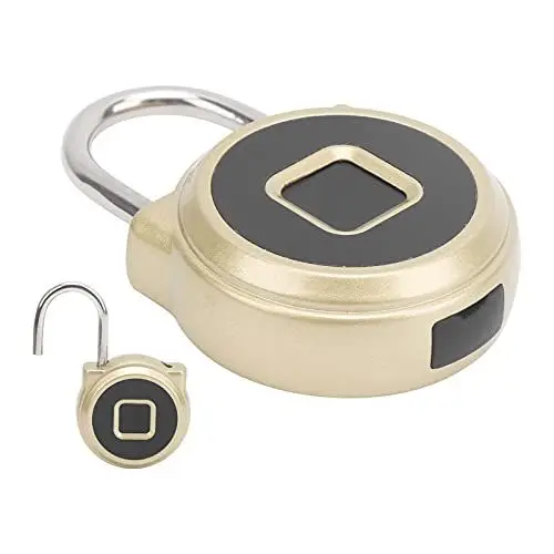 Produktbild: Biometrisches Bluetooth-Vorhängeschloss – Intelligentes Fingerabdruckschloss – IP67 Wasserdichtes Anti-Diebstahl-Sicherheitswerkzeug für Fitnessstudio, Gepäck, Schlafsaal, (Gold)
