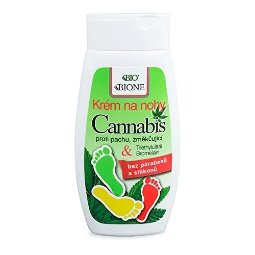 Produktbild: Bione 100% Bio-Vegan Fußcreme mit Cannabis & Bromelain & Triethycitrat ohne Mineralöl, Silikone, Parabene, Sulfate - 260 ml