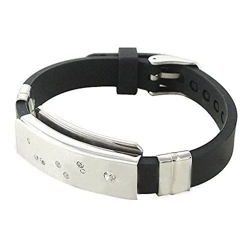 Produktbild: Bionic Positive Energy Ionen Silikon Magnetarmband Energetix 4you 602 Jupiter gravierbar poliert 8 Swarovski Crystals Größe S - XL