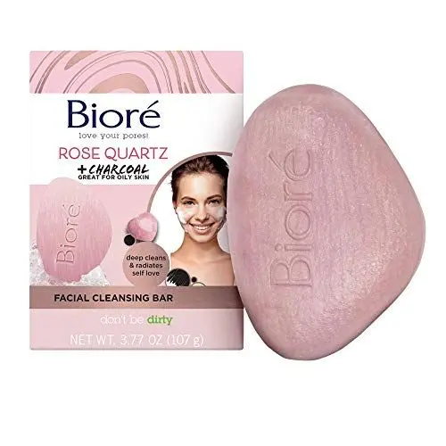 Produktbild: Biore Gesichtsreinigungs-Seife - Rosenquarz und Aktivkohle - Facial Cleansing Bar - Gesichtsseife - Tiefenreinigt die Poren, 3er Pack (3 x 107 g) , Rosa