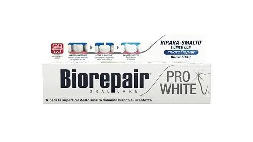 Produktbild: Biorepair, Pro White Zahnpasta, aufhellende Zahnpasta mit PVP-Polymer-Technologie, repariert Nagellack und Zahnstein für weiße und strahlende Zähne, ohne 75 ml