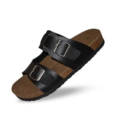Produktbild: Biosoft Sandalen Sandie schwarz 40 | aus Leder | Korksohle | Damen Sommer Schlappen | elegant mit bequemen Fußbett | Sommerschuhe