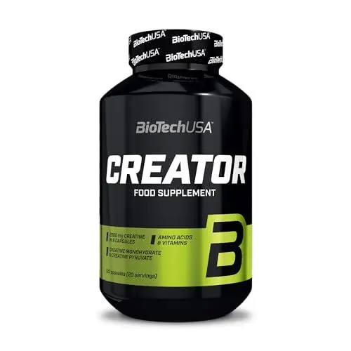 Produktbild: BioTechUSA CreaTor | mit 2 Arten von Kreatin | Aminosäuren | Vitamin B6 | koffeinfrei | einfach zu dosierende Formel, 120 Kapseln