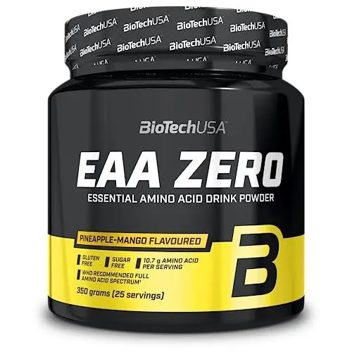 Produktbild: BioTechUSA EAA Zero - Essentielle Aminosäuren Power | 7160mg EAA/Portion | Empfohlenes Verhältnis der WHO | Zuckerfrei, Glutenfrei, 350 g, Ananas-Mango