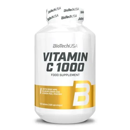 Produktbild: BioTechUSA Vitamin C 1000 + BioFlavonoide | Mehrere Quellen | Immunstütze | Hagebutte, Holunderblüte & Zitrone, 100 Tabletten