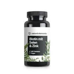 Produktbild: Biotin + Selen + Zink für Haut, Haare & Nägel - 365 vegane Tabletten - Ohne Magnesiumstearat, laborgeprüft & in Deutschland produziert