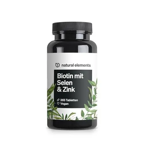 Produktbild: Biotin + Selen + Zink für Haut, Haare & Nägel - 365 vegane Tabletten - Ohne Magnesiumstearat, laborgeprüft & in Deutschland produziert