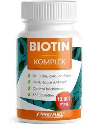Produktbild: Biotin hochdosiert 10.000 mcg - Haarwuchs, Haut & Nägel - Biotin + Zink + Selen - 365 Tabletten - Biotin-Komplex 100% vegan - laborgeprüft mit Zertifikat - Vorratspack für 1 Jahr