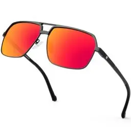 Produktbild: Bircenpro Polarisierte Sonnenbrille for Herren klassische - 100% UV Schutz Retro Schwarz Sonnenbrillen Polarisiert for Männer zum Fahren und Angeln (F-Black Frame Orange Lens)