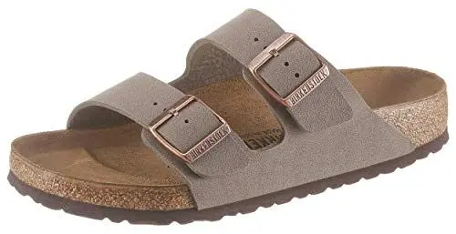 Produktbild: Birkenstock Unisex ARIZONA Birko-Flor Nubukleder Weit Pantoletten, Grau (Stone), 43 EU