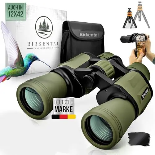 Produktbild: Birkental Fernglas Erwachsene 10x50 inkl. Zubehör-Anfänger und Profis-HD Zoom,wasserdicht,leicht,kompakt - auch für Brillenträger-breites Sichtfeld Feldstecher-Jagd,Vogelbeobachtung,Astronomie, (Grün)