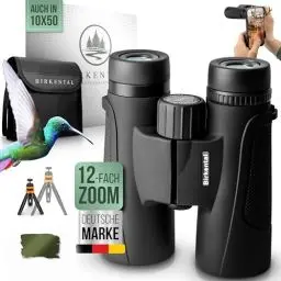 Produktbild: Birkental Fernglas Erwachsene 12x42 inkl. Zubehör-Anfänger und Profis-HD Zoom,wasserdicht,leicht,kompakt-auch für Brillenträger-breites Sichtfeld Feldstecher-Jagd,Vogelbeobachtung,Astronomie,(Schwarz)