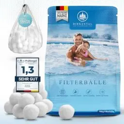 Produktbild: Birkental Pool Filterbälle mit Wäschenetz - langlebige Filterballs -Ersatz für Quarzsand, 25kg Filtersand- Filter Balls für Sandfilteranlage Poolzubehör Poolreiniger -auch Salzwasser geeignet (700g)