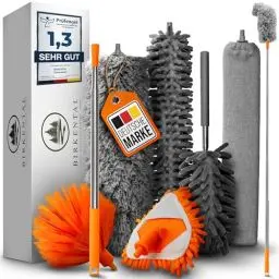 Produktbild: Birkental Staubwedel Teleskop lang (TESTSIEGER) im 7 teiligen Set, bis 2,50m ausziehbar und waschbar, Staubwischer, Mikrofasern Staubmagnet Magic Duster, Staubfänger Haushalt und Gewerbe