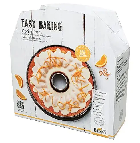 Produktbild: Birkmann, Easy Baking, runde Springform 28 cm, mit zwei austauschbaren Böden, Flach- und Rohrboden, hohem Rand, antihaft, auslaufsicher, 881051