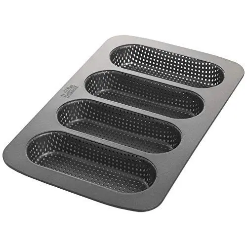 Produktbild: Birkmann, Laib & Seele, Mini-Baguetteblech, perforierte Baguetteform aus Karbonstahl für 4 Mini-Baguettes, mit Antihaftbeschichtung und Rezept, 210219