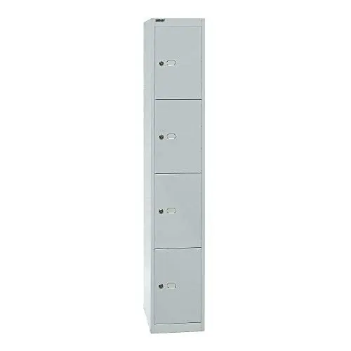 Produktbild: BISLEY Schließfachschrank Office, 1 Abteil, 4 Fächer, T 457 mm, Metall, 645 Lichtgrau, 45.7 x 30.5 x 180.2 cm