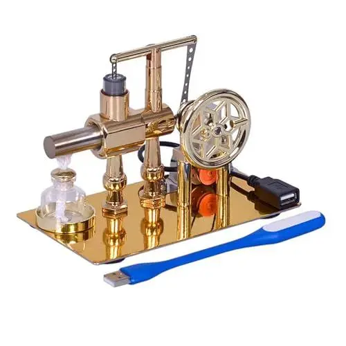 Produktbild: Bisofice Stirlingmotor Sterling Engine Kit Heißluft Stirling Motor Modell mit LED-Licht, Bürodekoration, DIY-Pädagogisches Experimentierwerkzeug, Lernspielzeug Lehrer, Erwachsene und Kinder