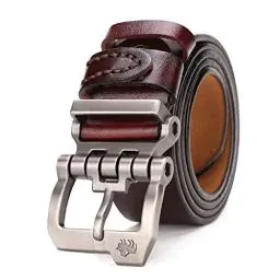 Produktbild: BISON DENIM Gürtel Herren,Ledergürtel Jeansgürtel Business Gürtel Metall Retro Denim Gürtel für Herren Kleidung 38mm Breit mit Geschenkbox N71223-1CM-125