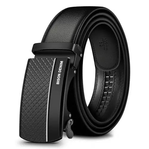 Produktbild: BISON DENIM Gürtel für Männer, Gürtel Ratsche Automatische Schnalle Herrenbekleidung Business Anzug Gürtel Größe Custom 35mm Wide Belt