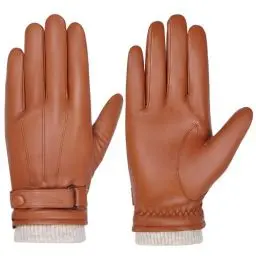 Produktbild: BISON DENIM Herren Thermo Winterhandschuhe Echtleder Handschuhe Touchscreen Lederhandschuhe Warme mit Fleece gefütterte Handschuhe Winddicht Wasserdicht