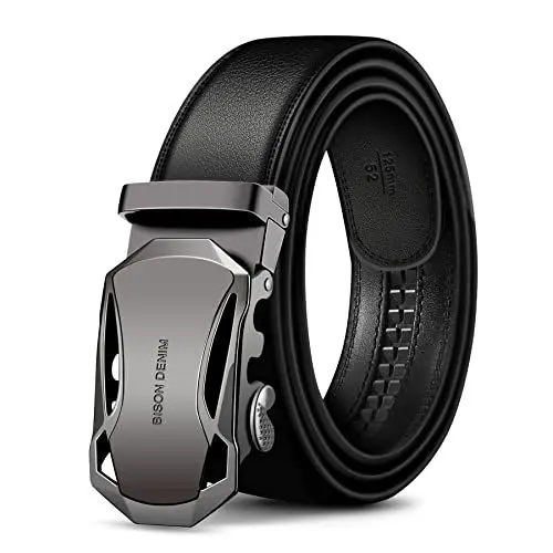 Produktbild: BISON DENIM Ledergürtel Herren Business Gürtel mit Automatikschließe, Schwarz, Gr.-110