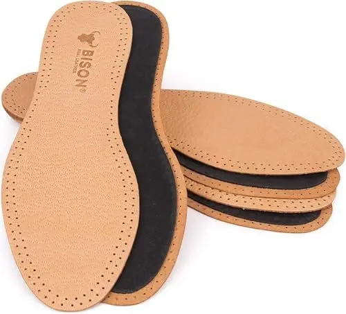 Produktbild: BISON Leder Schuheinlagen Schuhe 3 Paare - Einlegesohlen fur Schweißfüße und Fußschmerzen - Leather Shoe Insoles - Echtleder Einlegesohle für Damen und Herren