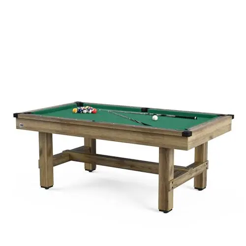Produktbild: Bison Pool Billardtisch Bounty | 6.5 ft und 8 ft | Einteiliges Spielfeld | Stabile Beinkonstruktion | PVC-Laminierung | Grau | 60% Wolltuch