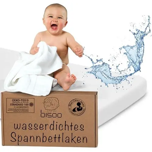 Produktbild: Bisoo 35x75 wasserdichte Spannbettlaken für Kinderwagen Stubenwagen Moseskörbe - Kinderwagen Matratzenbezug - 2in1 Spannbettlaken Matratzenschoner aus 100% Baumwolljersey Öko-Tex - 1 Stück Weiß 75x35