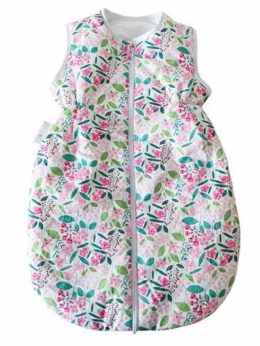 Produktbild: bisoo Schlafsack Baby Winter 2.5 TOG - Winterschlafsack für Neugeborene 0-6 Monate - 100% Oeko-TEX Baumwolle - Blumendesigns Unisex für Jungen und Mädchen (70 cm)