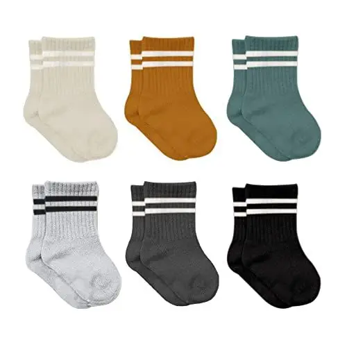 Produktbild: bistyle Baumwolle 6 Paar Baby Socken für Neugeborene Säugling 0-3 Monate bis 2-3 Jahre | Duftend Baby Socken | Jungen Mädchen Kleinkind Socken (as3, age, 12_months, 24_months, Senf (Gestreift))