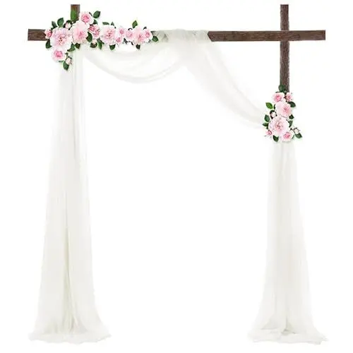 Produktbild: BIT.FLY Hochzeit Vorhang Weiß Querbehang Stoff Traubogen - 1,35 x 10M Hochzeit Drapierstoff Tüllstoff Organza Hausbett Deko Himmelbett Vorhänge