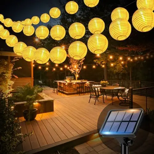Produktbild: bitjam 18M Solar Lampions Außen Wetterfest, 40 LED Solar Lichterkette Aussen IP65 Wasserdicht, 8 Modi Laterne Solarlichterkette Outdoor für Balkon Garten Terrasse Deko (Warmweiß)
