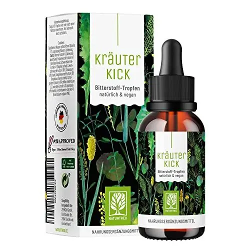 Produktbild: Bitterstoffe Tropfen ohne Alkohol 50ml Vegan - Kräuterkick Bitterkräuter Elixier I Bittertropfen alkoholfrei von NATURTREU nach Hildegard von Bingen